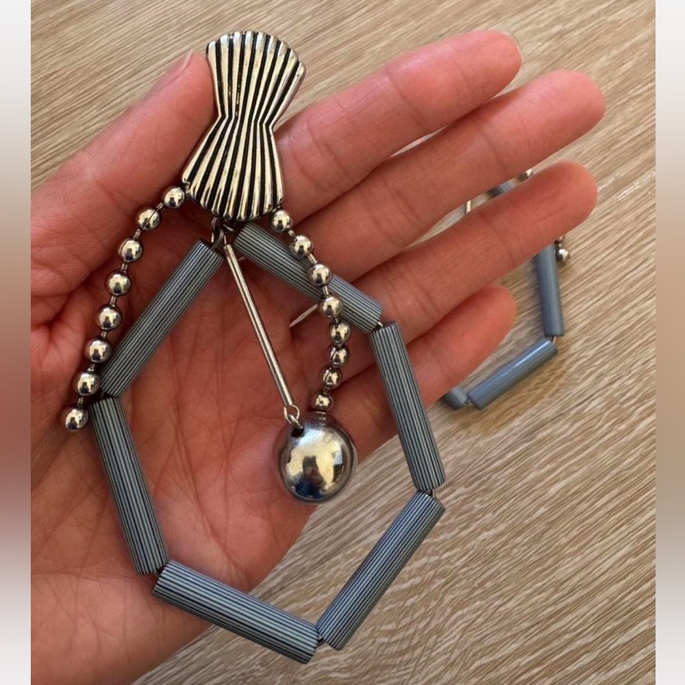 TOGA Pulla Silver and Gray Geometric Earrings